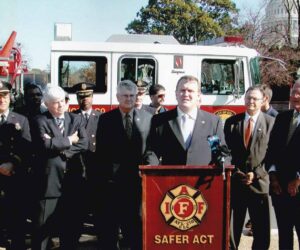 Kevin emceeing the victory Press Conference on the passage of SAFER with a bi-partisan House and Senate contingent.